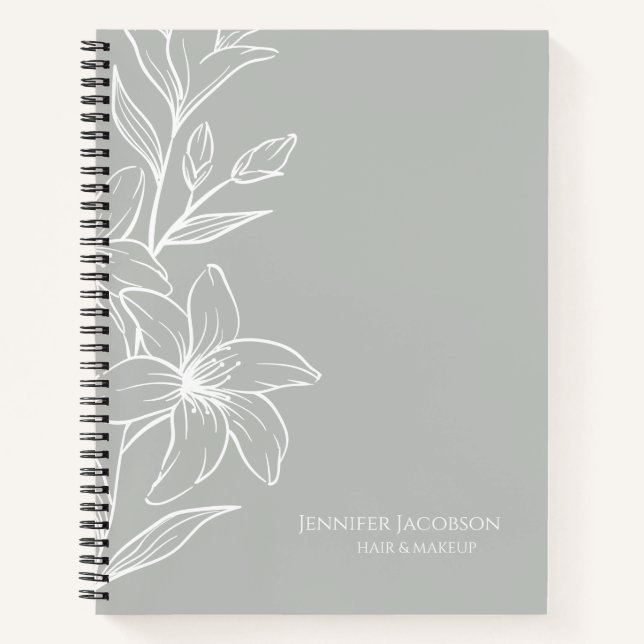 Modern Sage Green Boho Floral Notizbuch (Vorderseite)