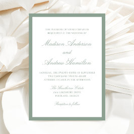 Modern Sage Green Border Wedding Einladung