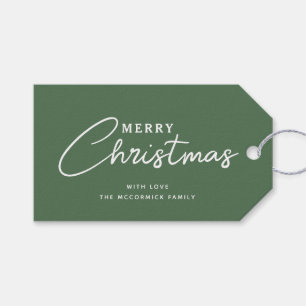 Modern Sage Green Christmas Script Personalisiert Geschenkanhänger