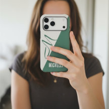 Modern Sage Green & Cream Chic ColorBlock Monogram