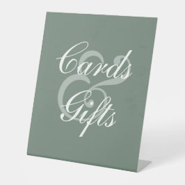Modern Sage Green Elegante White Script Hochzeit Sockelschild