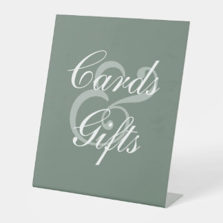 Modern Sage Green Elegante White Script Hochzeit Sockelschild