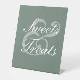 Modern Sage Green Elegante White Script Hochzeit Sockelschild