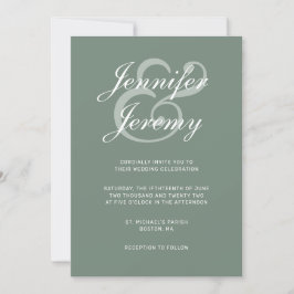 Modern Sage Green Elegante White Script Wedding In Einladung