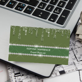 Modern Sage Green Glitzer Visitenkarte
