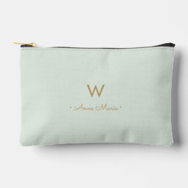 Modern Sage Green Gold Script Monogram Zubehörtasche