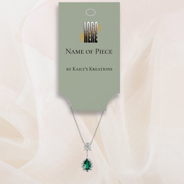 Modern Sage Green Hanging Bracelet Display Logo Visitenkarten (Von Creator hochgeladen)