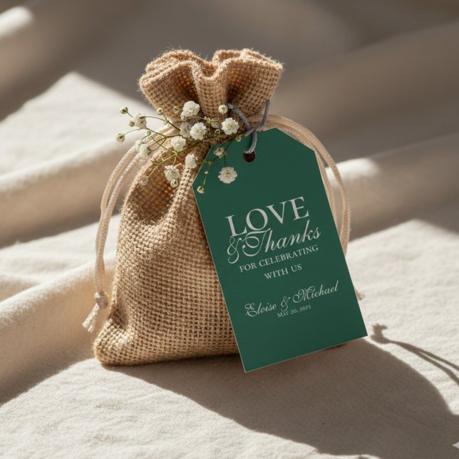 Modern Sage Green Love and Thanks Wedding  Geschenkanhänger (Complete your wedding favors with these Sage Green Wedding Favor Tags!)