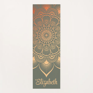 Modern Sage Green Mandala Individuelle Name Yoga M Yogamatte