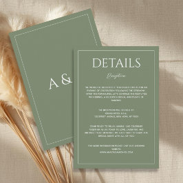 Modern sage green minimalist wedding details begleitkarte