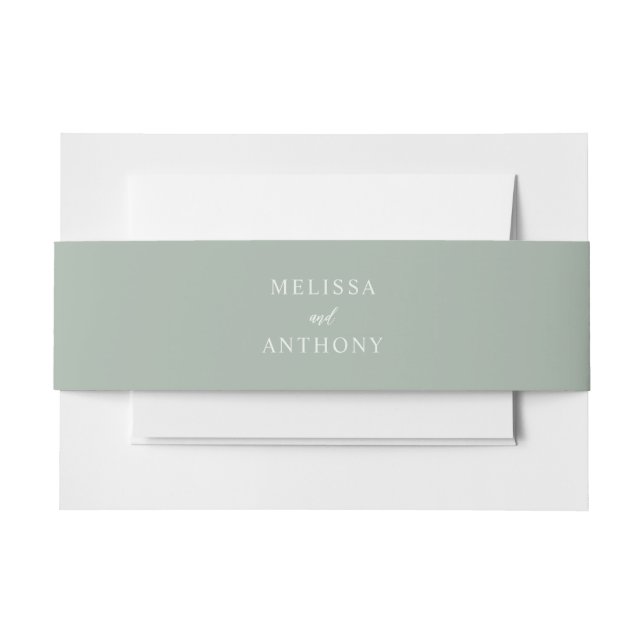 Modern Sage Green Minimalist Wedding Einladungsbanderole (Vorderseite Beispiel)