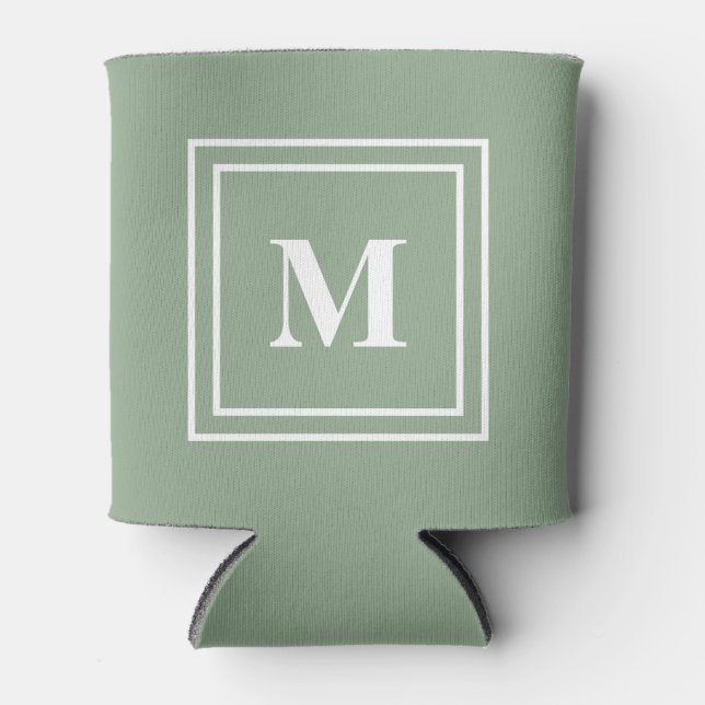 Modern Sage Green Monogram Dosenkühler (Vorderseite)