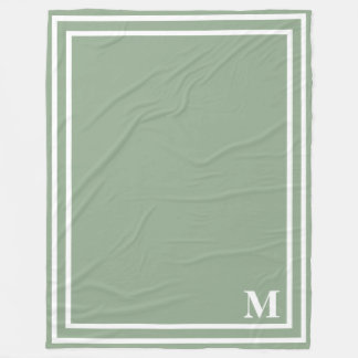 Modern Sage Green Monogram Fleecedecke