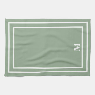 Modern Sage Green Monogram Geschirrtuch