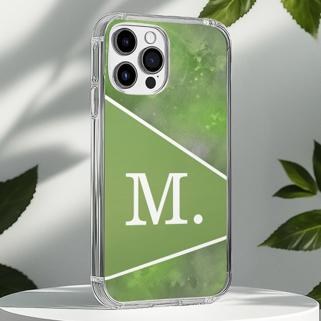 Modern Sage Green Monogram iPhone 16 Pro Max Hülle (Von Creator hochgeladen)