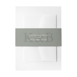 Modern Sage Green Monogram Minimalist Wedding Einladungsbanderole