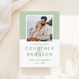 Modern Sage Green Monogram Wedding Foto Save The Date