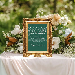Modern Sage Green Playing Card Wedding Guest Book Poster