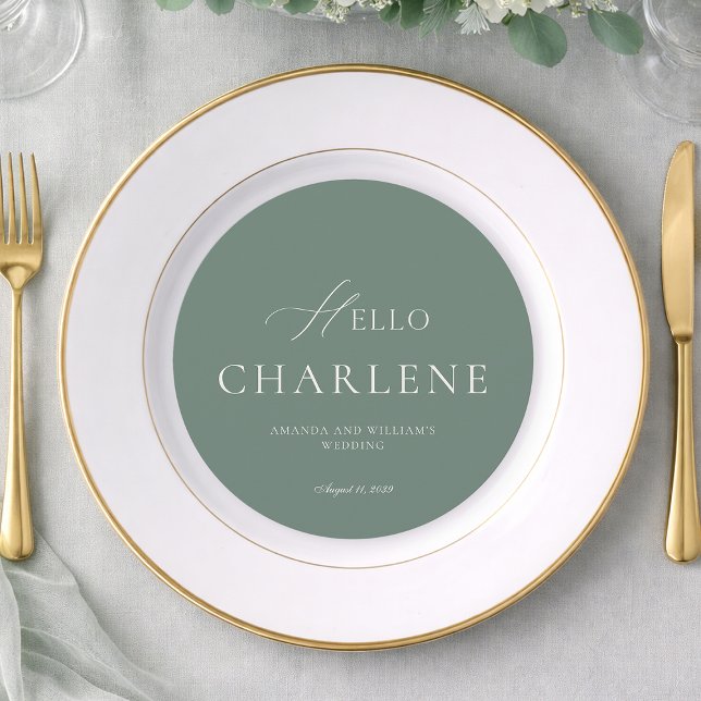 Modern Sage Green Round Wedding Menu Menükarte (Von Creator hochgeladen)