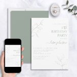Modern Sage Green Script Botanical 60. Geburtstag Einladung<br><div class="desc">Nicht Ihre typische 60. Geburtstagsfeier! Erleben Sie Ihren Gast mit dieser modernen sage grün botanischen 60. Geburtstag Einladung. Die atemberaubende Linienkunst ist zugleich delikat und komplex, die perfekte Kombination aus stilvollem und elegantem Ambiente, die Ihren besonderen Tag von der Erholung abhebt. Und wenn Sie die Karte mit Ihren eigenen persönlichen...</div>