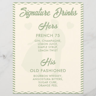 Modern Sage Green Signature Drinks Wedding Sign