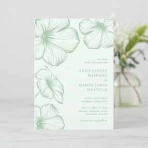 Modern Sage Green Simple Floral Elegante Hochzeit Einladung