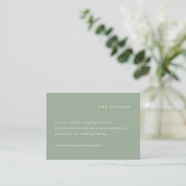 Modern Sage Green Simple Wedding Begleitkarte (Stehend Vorderseite)