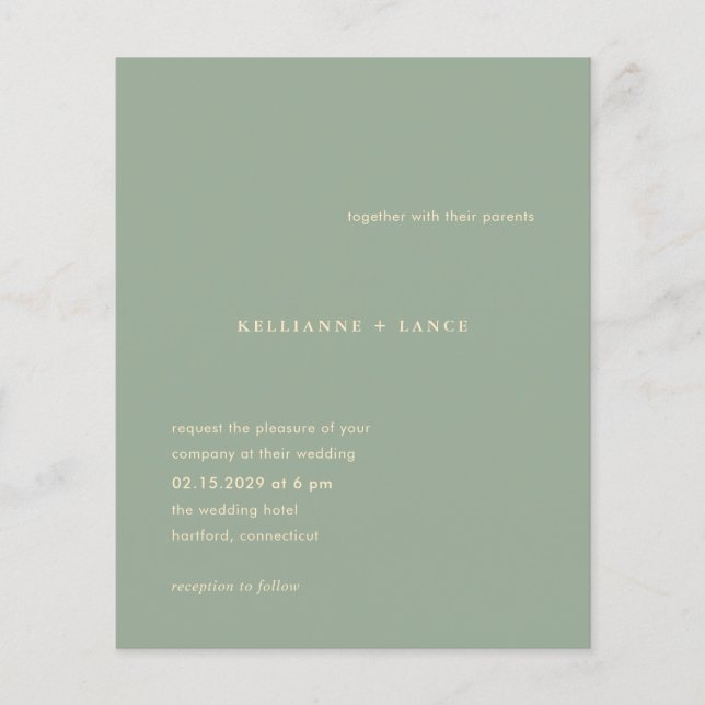 Modern Sage Green Simple Wedding Invitation Flyer (Vorne)