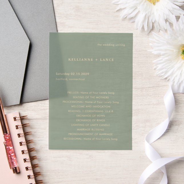 Modern Sage Green Simple Wedding Program (Hochzeit)