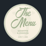 Modern Sage Green Stripe Wedding Dinner Menu Card Menükarte<br><div class="desc">Elevate your reception tables with this modern sage green stripe wedding dinner menu card. The sleek stripe design adds a chic and contemporary touch, perfect for modern, minimalist, or nature-inspired weddings. Fully customizable with your menu items, names, and wedding date, this elegant card creates a cohesive and stylish look for...</div>