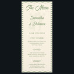 Modern Sage Green Wavy Stripe Wedding Menu Card Menükarte<br><div class="desc">Enhance your wedding reception with this modern sage green wavy stripe wedding menu card. The elegant flowing stripe design adds a chic, contemporary touch, perfect for modern, minimalist, or nature-inspired weddings. Fully customizable with your menu selections, names, and wedding date, this stylish menu card creates a cohesive and polished look...</div>