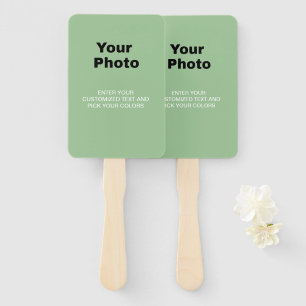 Modern Sage Green Wedding Custom Foto Fächer