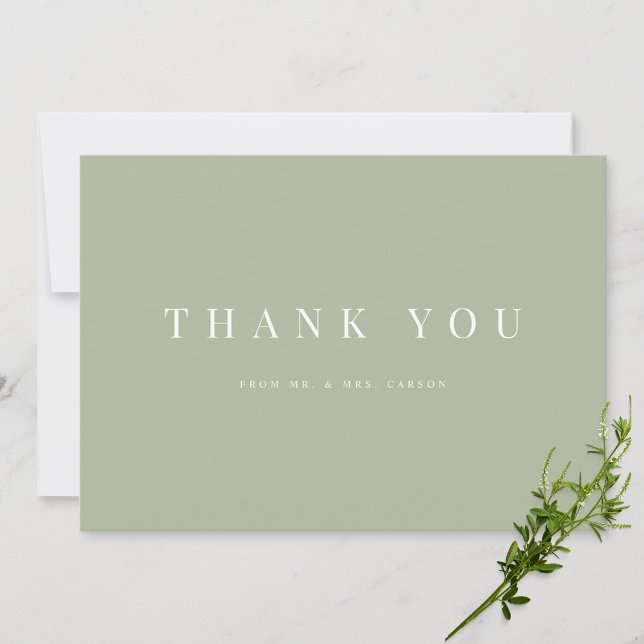 Modern Sage Green Wedding Danke Karte (Von Creator hochgeladen)