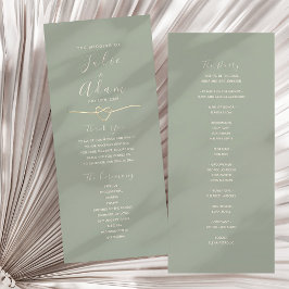 Modern Sage Green Wedding Program Card