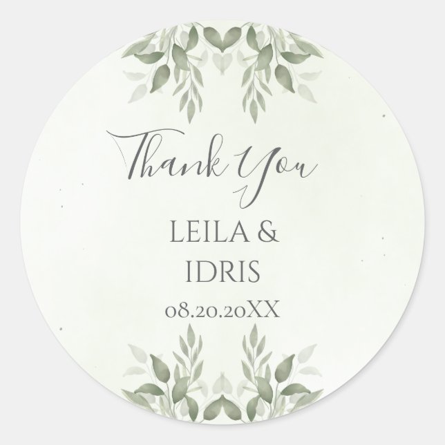 Modern Sage Greenery Botanical Wedding Sticker (Devant)