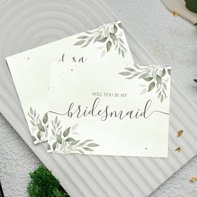 Modern Sage Greenery Bridesmaid Proposal Card Save The Date (Von Creator hochgeladen)