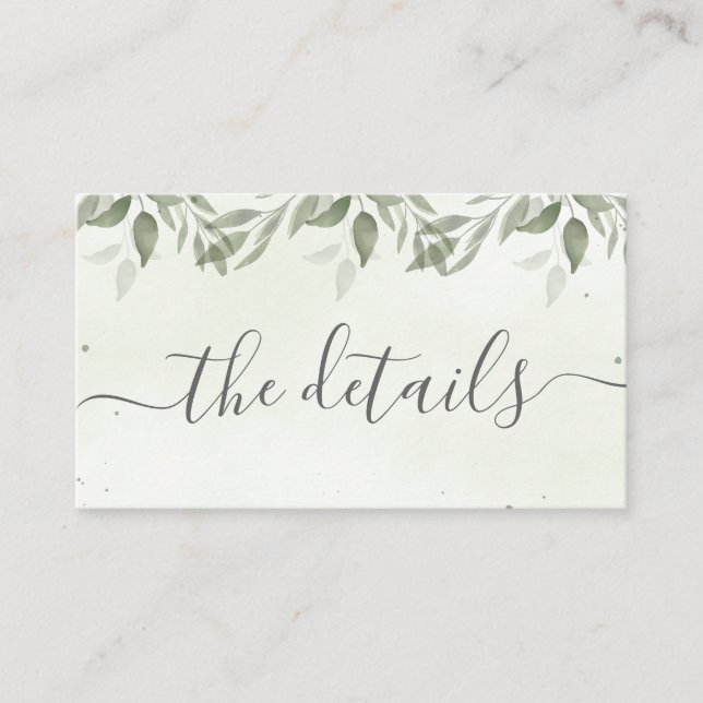 Modern Sage Greenery Details Enclosure Card Begleitkarte (Vorderseite)