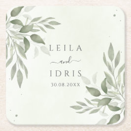 Modern Sage Greenery Wedding Coasters Rechteckiger Pappuntersetzer