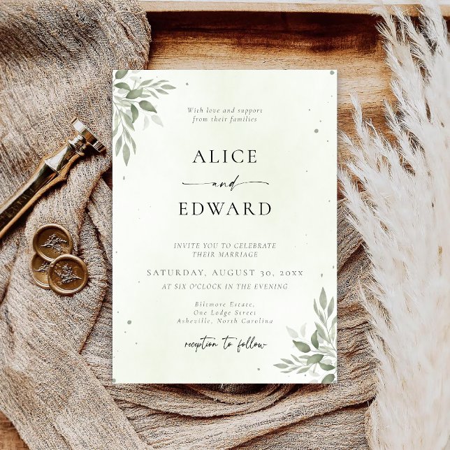 Modern Sage Greenery Wedding Invitation Card (Créateur téléchargé)