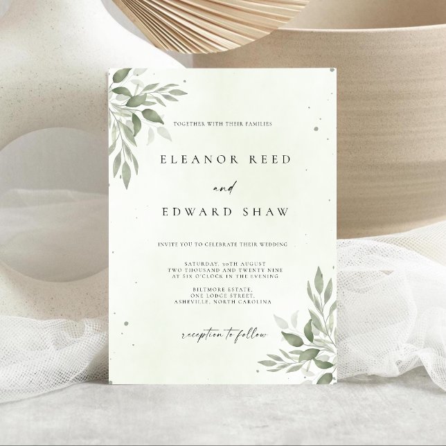 Modern Sage Greenery Wedding Invitation Card Save The Date (Von Creator hochgeladen)