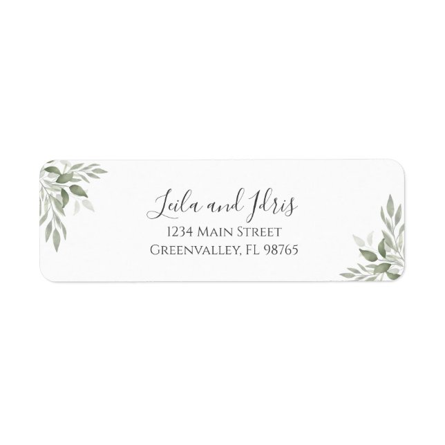 Modern Sage Greenery Wedding Return Address (Vorne)