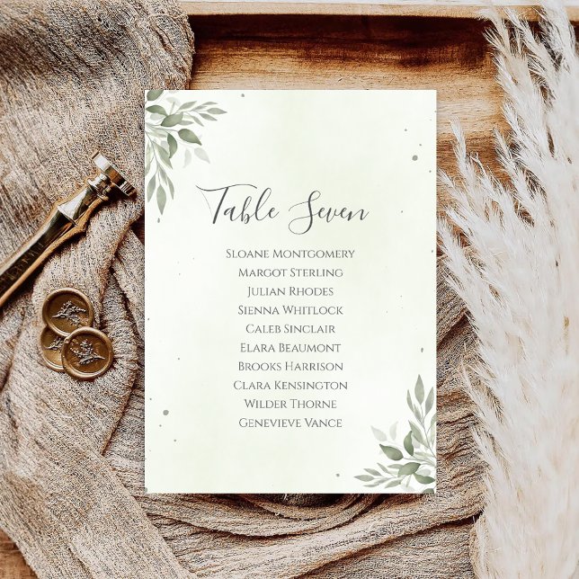 Modern Sage Greenery Wedding Seating Plan Card Einladung (Von Creator hochgeladen)