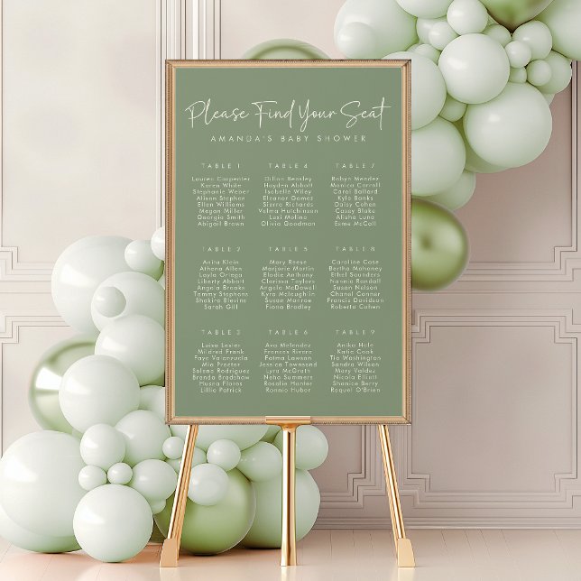 Modern Sage Oh Baby Simple Shower Seekarte Poster (Von Creator hochgeladen)