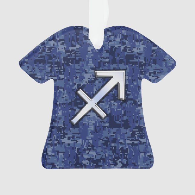 Modern Sagittarius Zodiac Sign Navy Digital Camo Ornament (Vorderseite)