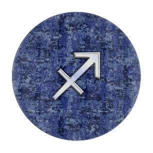 Modern Sagittarius Zodiac Sign Navy Digital Camo Schneidebrett
