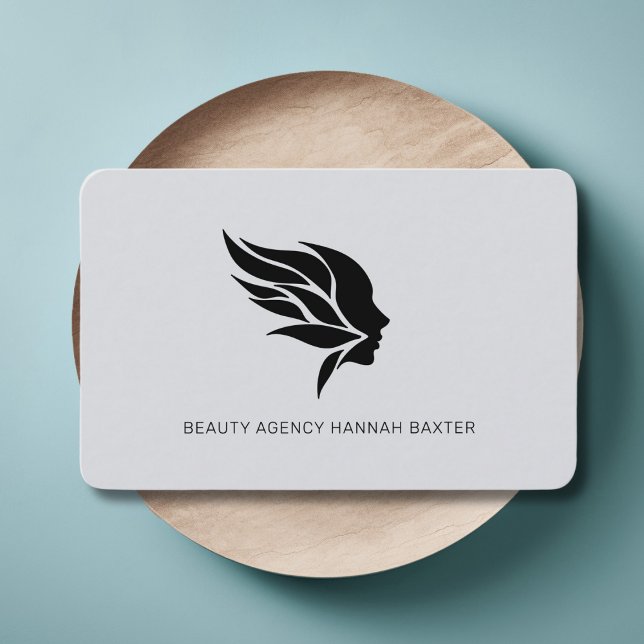 Modern, Salon, Grau Visitenkarte (Woman Beauty Logo, Modern, Salon, Business Card)