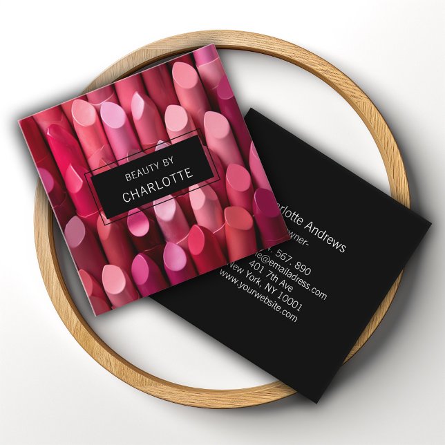 Modern, Salon, Make-up, Beauty, Lippenstift-Foto Quadratische Visitenkarte (Von Creator hochgeladen)