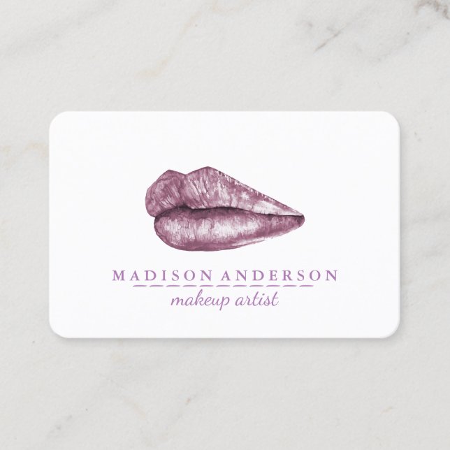 Modern Salon Red Lips Makeup Artist Visitenkarte (Vorderseite)