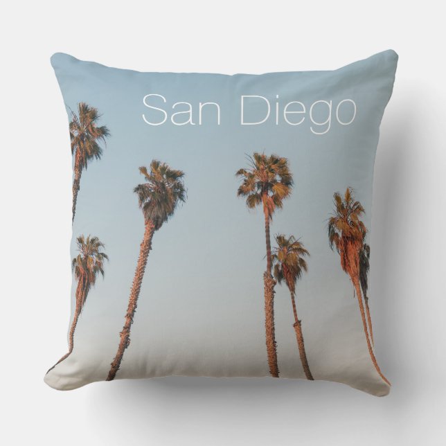 Modern San Diego Tall Palm Trees Blue Sky Souvenir Kissen (Vorderseite)