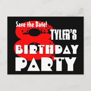 Modern Save the Date 8. Geburtstagsparty V30 Ankündigungspostkarte